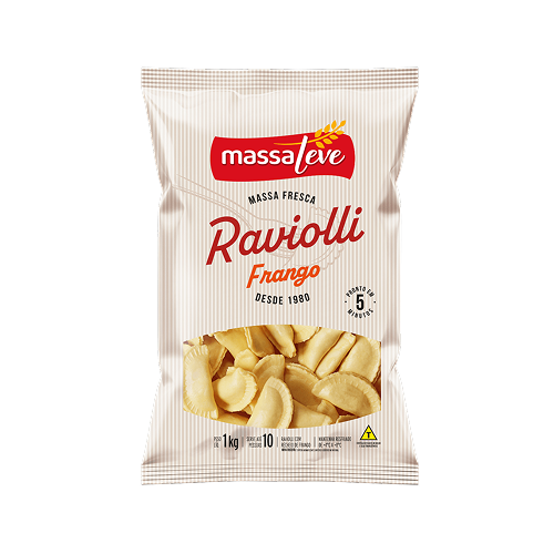 RAVIOLLI FRANGO 1Kg MASSA LEVE